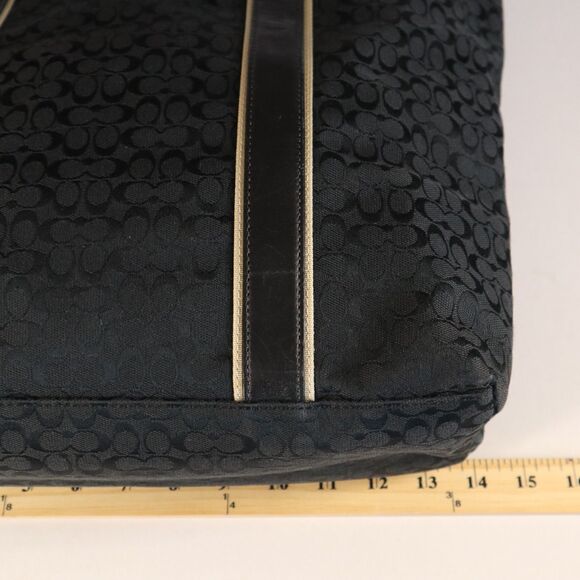 Coach D1069-F77142 Extra Large Signature Tote Bag Jacquard Canvas Zip Top Black - Picture 11 of 16